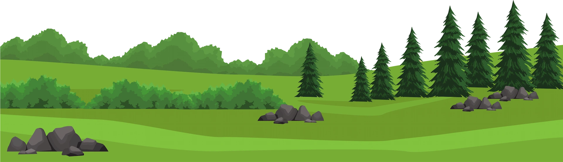 A vector illustration of a countryside landscape.