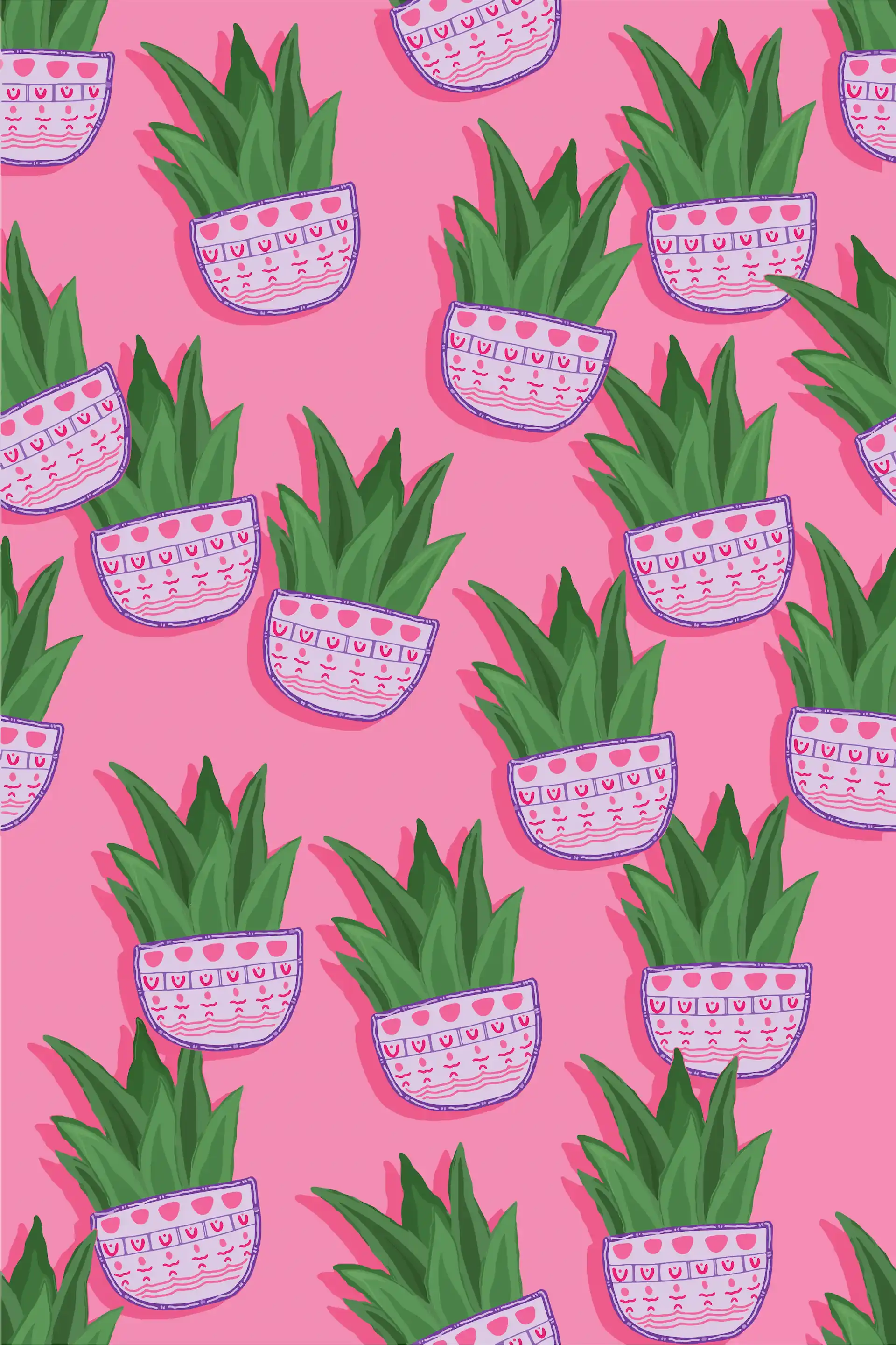 A vector illustration of a pink plant tile pattern.